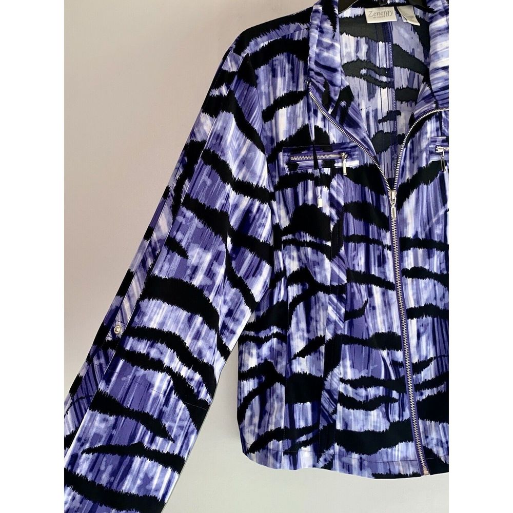 Chico's Purple and Black Patterned Utility Jacket - Picture 5 of 16